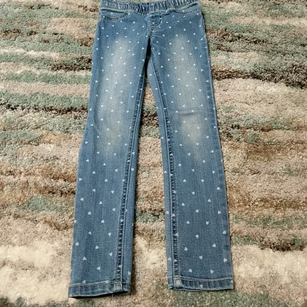 Super Cute Heart Print Denim Jeggings!